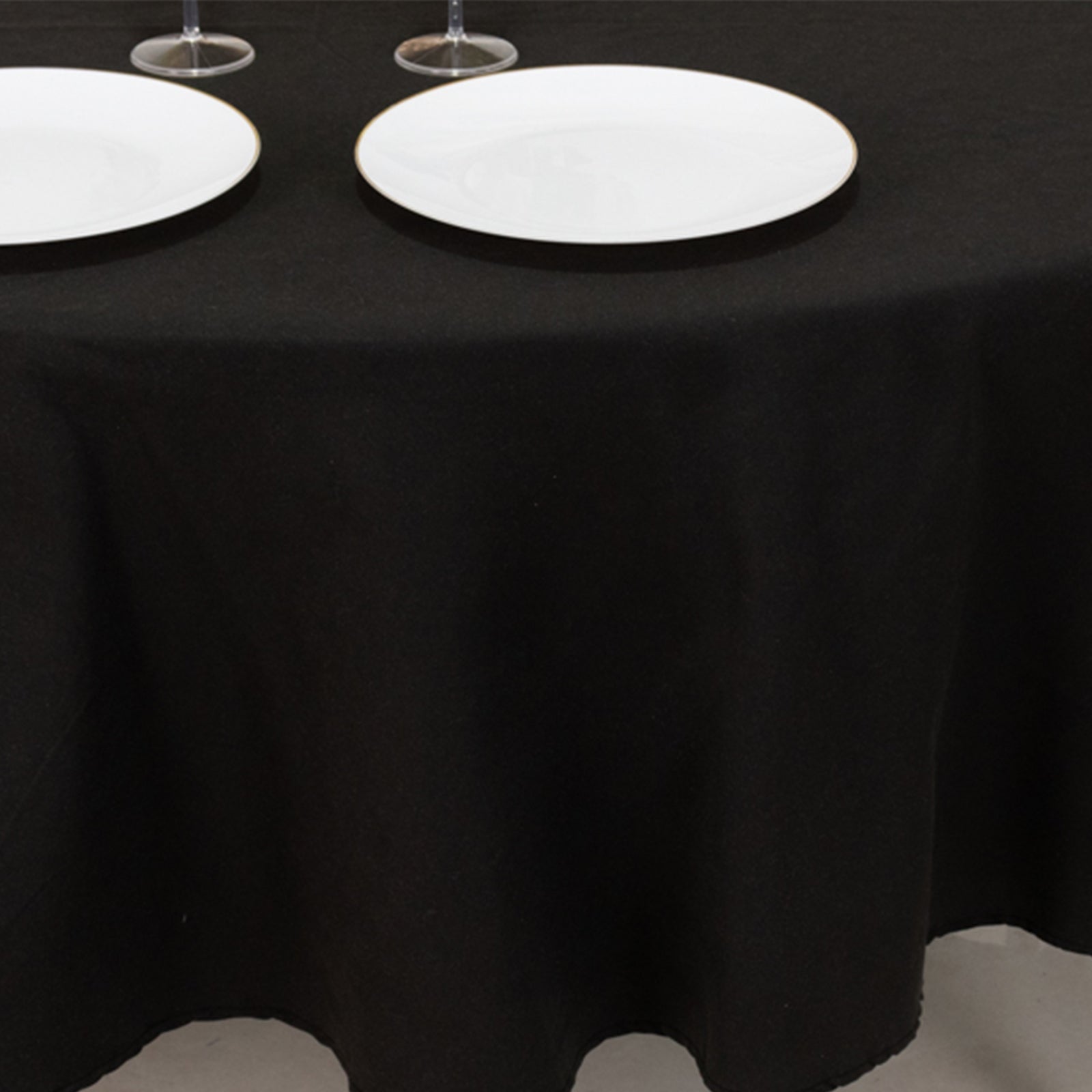 Cotton Blend 90" Round Tablecloth Black - Wrinkle-Resistant Table Cover