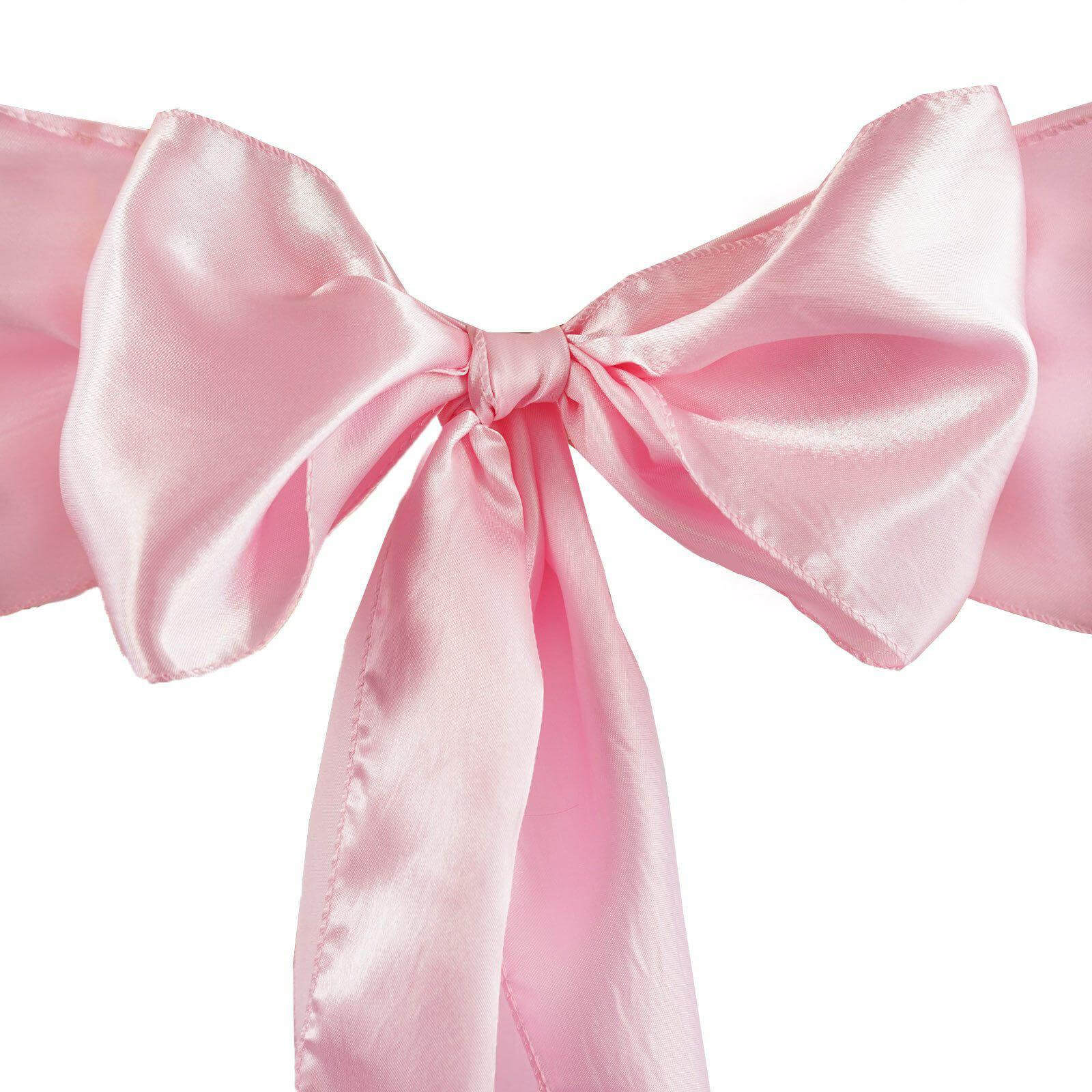 5 Pack Satin Chair Sashes Pink - Durable Chair Bows with Shiny Finish 6"x106"