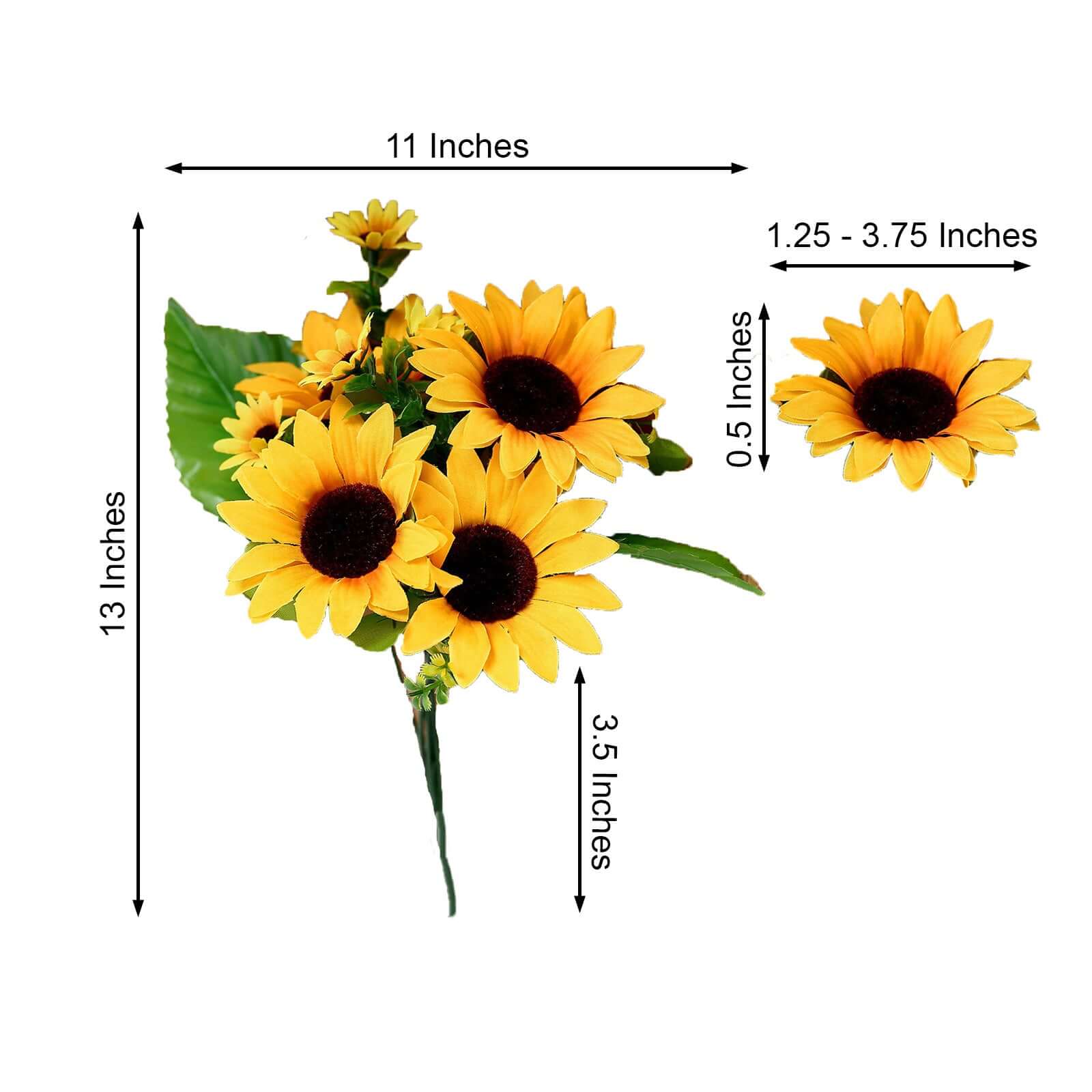 2 Bouquets 13" Yellow Artificial Silk Sunflower Flower Bushes