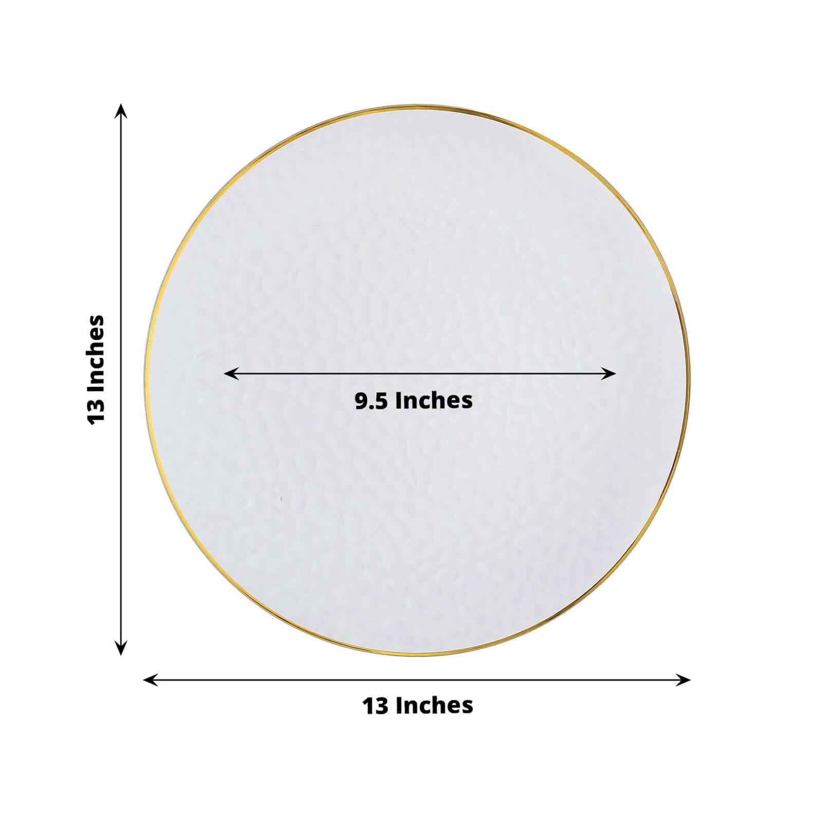 20 Pack Economy Plastic Round Charger Plates 13" in Clear Hammered Design with Gold Rim - Table Setting Plates