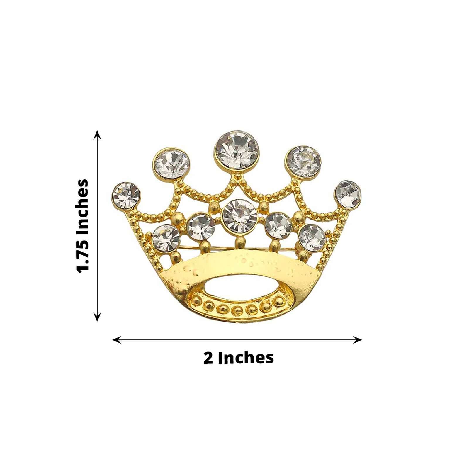 Rhinestone Metal Crown Sash Band Buckle Gold - Glittering Tiara Accent for Weddings & Special Occasions 2"