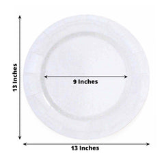 10-Pack Disposable Round Charger Plates in Iridescent with Leathery Texture - Durable 1100GSM Cardboard Placemats 13"