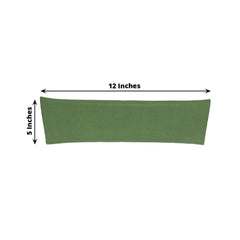 5 Pack Stretch Spandex Chair Sashes Olive Green - Fitted Finish Two Ply Heavy Duty Chair Bands 5"x12"