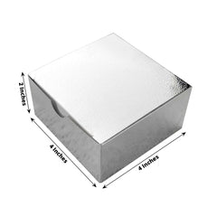 100 Pack 4"x4"x2" Silver Cake Cupcake Party Favor Gift Boxes, DIY