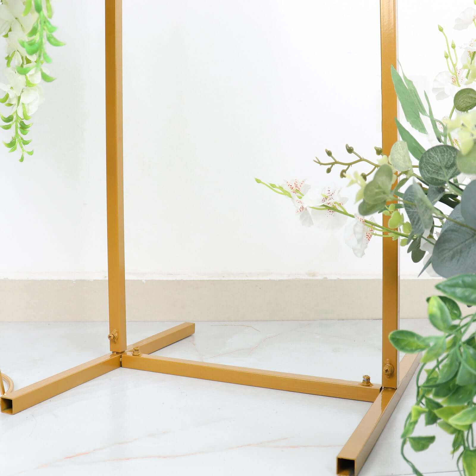 Wedding Arch Slim Gold Metal Rectangular Design Backdrop Stand - Floral Display Frame 6.5ft