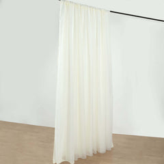 Ivory Chiffon Polyester Event Curtain Drapes, Dual Layer Divider Backdrop Curtain Panels with Rod Pockets - 10ftx10ft