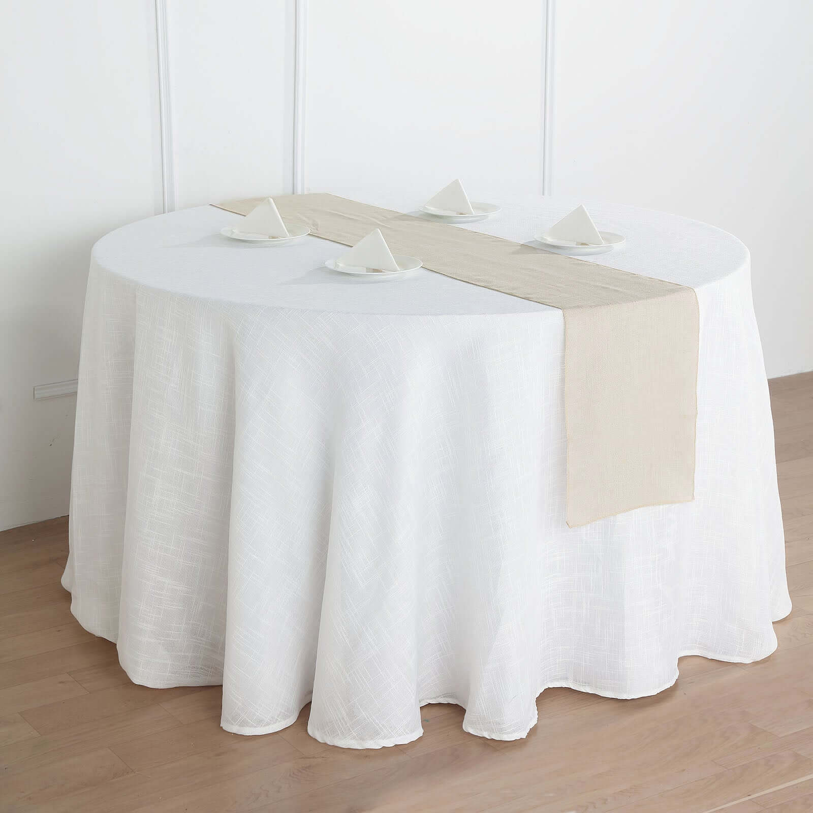Faux Linen 12"x108" Table Runner Beige - Slubby Textured & Wrinkle Resistant Table Decor