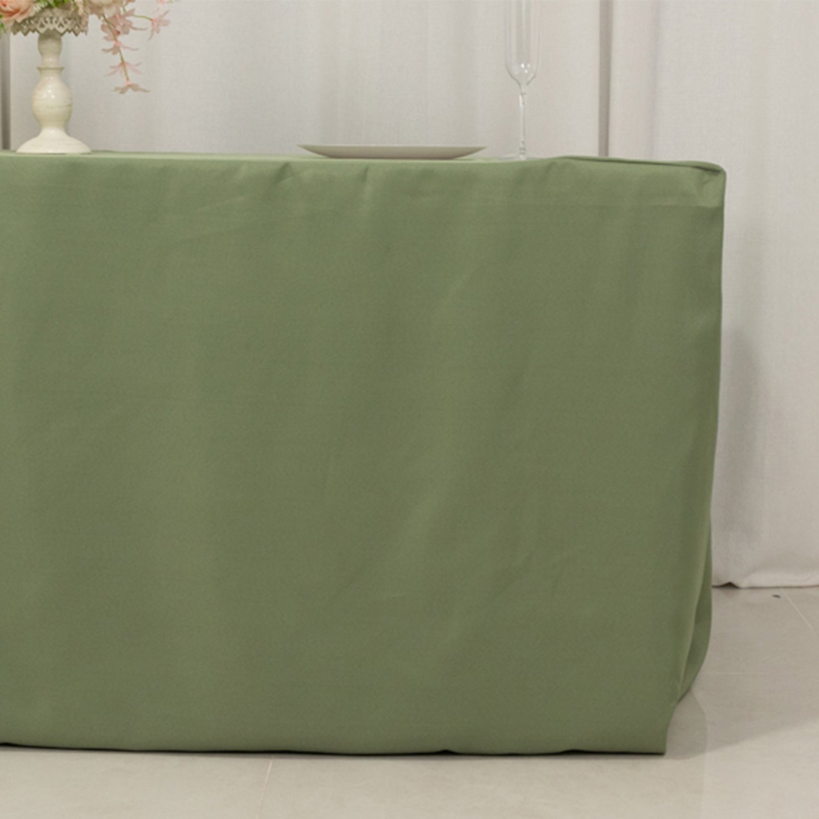 Fitted Polyester 72"x30" Rectangle Tablecloth Dusty Sage Green - Durable Table Cover