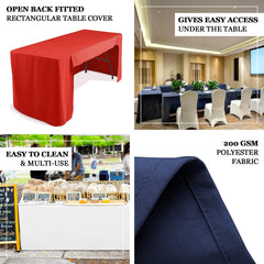 Fitted Polyester 72"x30" Rectangle Tablecloth Red with Open Back Design - Easy to Maintain and Wrinkle-Resistant Table Cover