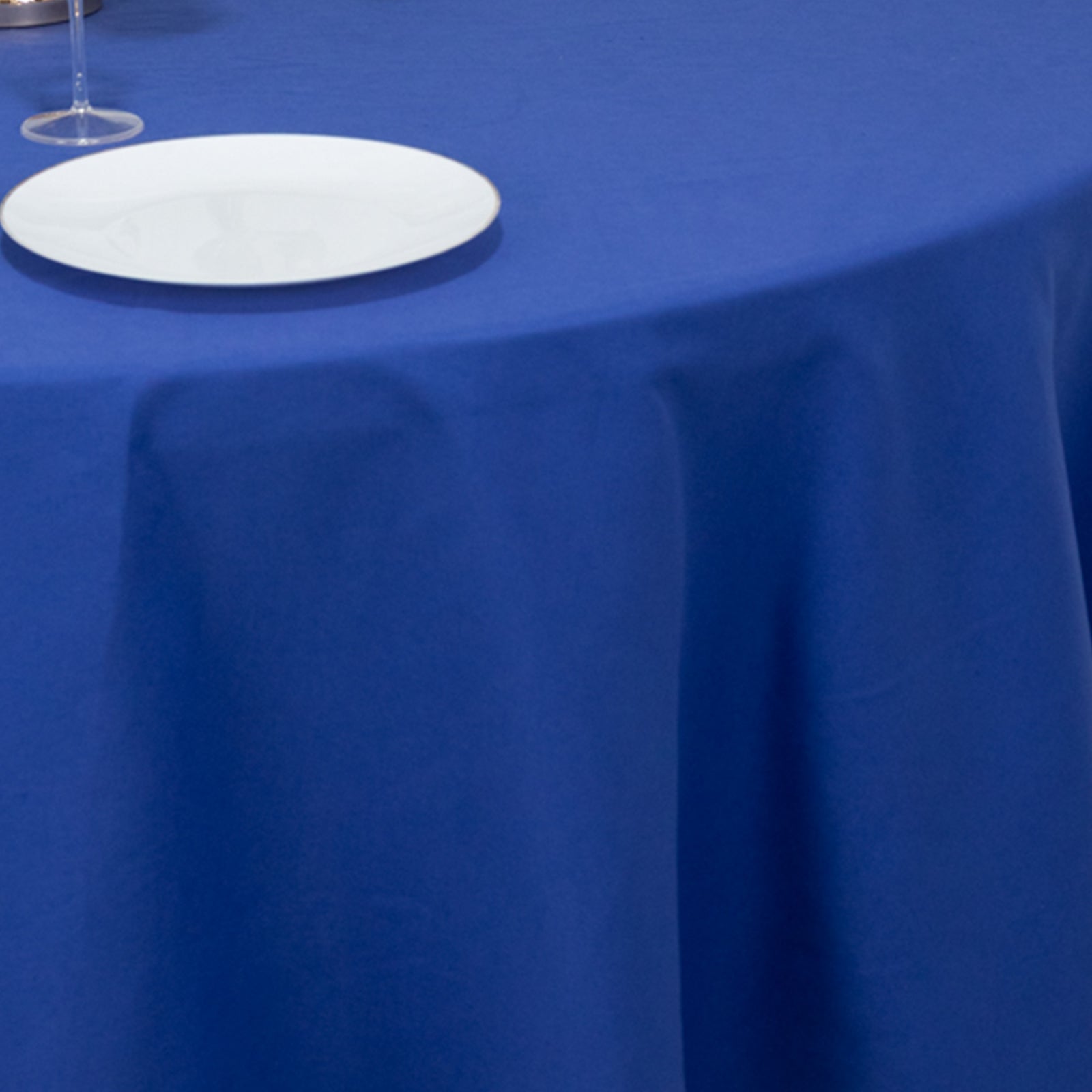 Cotton Blend 108" Round Tablecloth Royal Blue - Wrinkle-Resistant Design