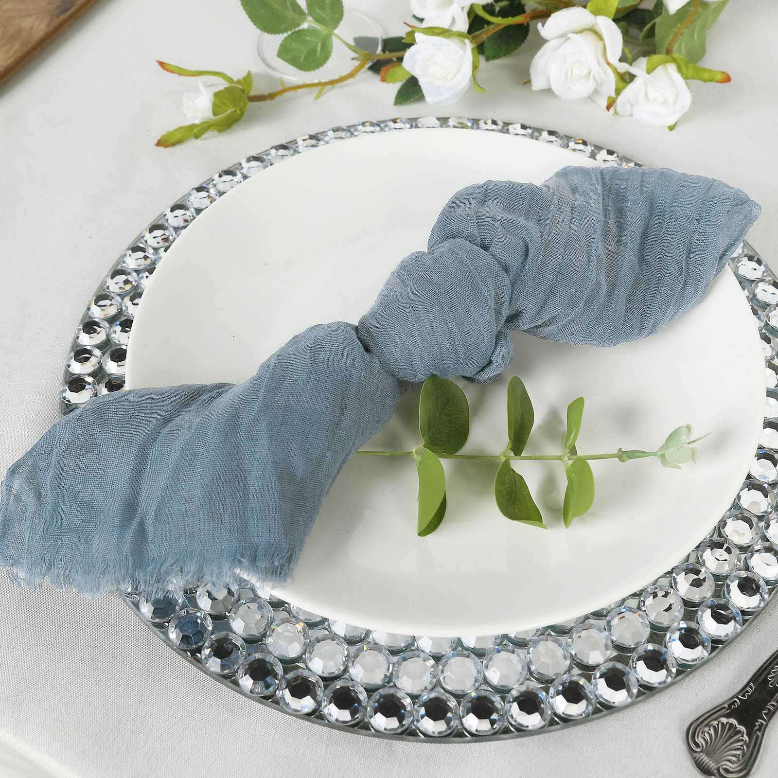 5 Pack Gauze Cheesecloth 24"x19" Napkins Dusty Blue Reusable Dinner Napkins