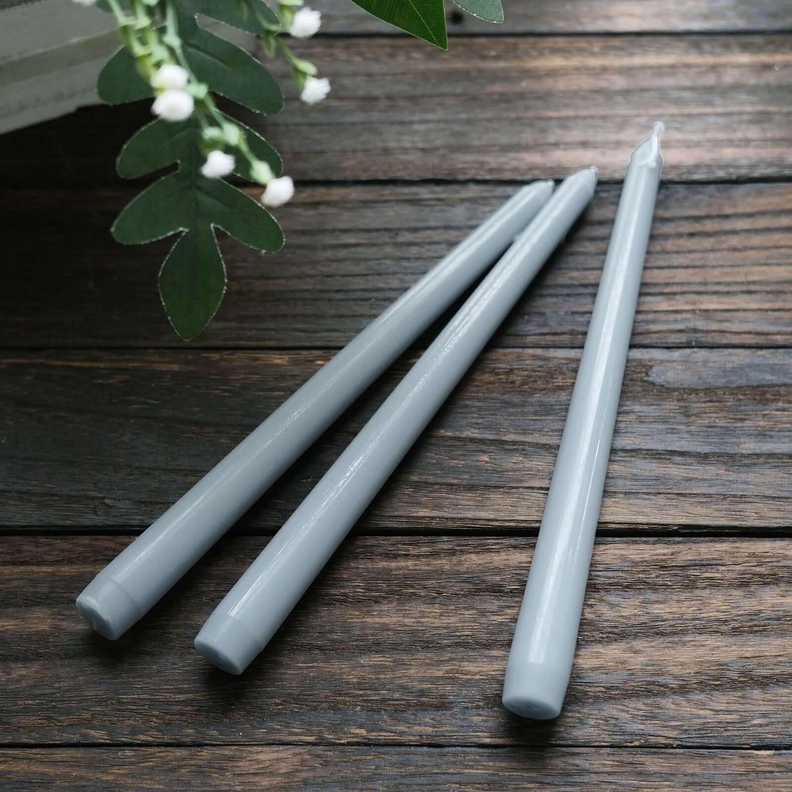 10-Pack Taper Candles Premium Wax Design Dusty Blue - Unscented Candles for Upscale Settings 10"