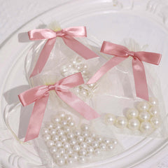 50 Pcs 3" Satin Ribbon Bows With Twist Ties, Gift Basket Party Favor Bags Decor - Dusty Rose Classic Style