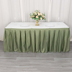 Polyester 21ft Table Skirt Dusty Sage Green - Classic Pleated Design