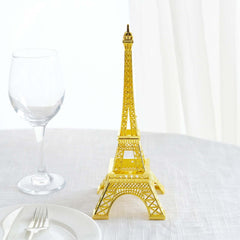 Eiffel Tower Table Centerpiece Metal Gold - Stylish Decorative Cake Topper for Parties & Gatherings 10"
