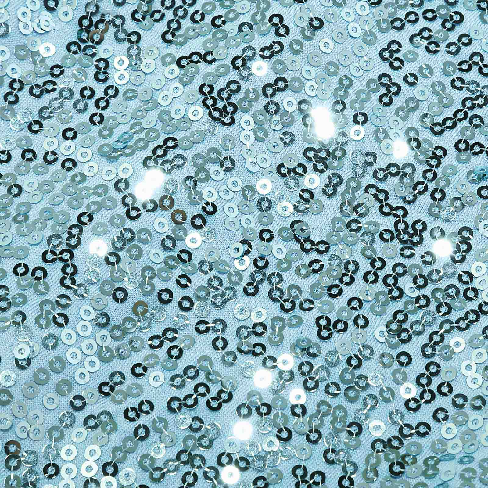 5 Pack Sequin Spandex Chair Sashes Light Blue - Stretch Chair Bands 6"x15"