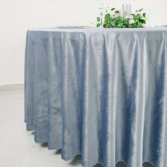 Premium Velvet 120" Round Tablecloth Dusty Blue - Reusable Soft & Seamless Table Cover