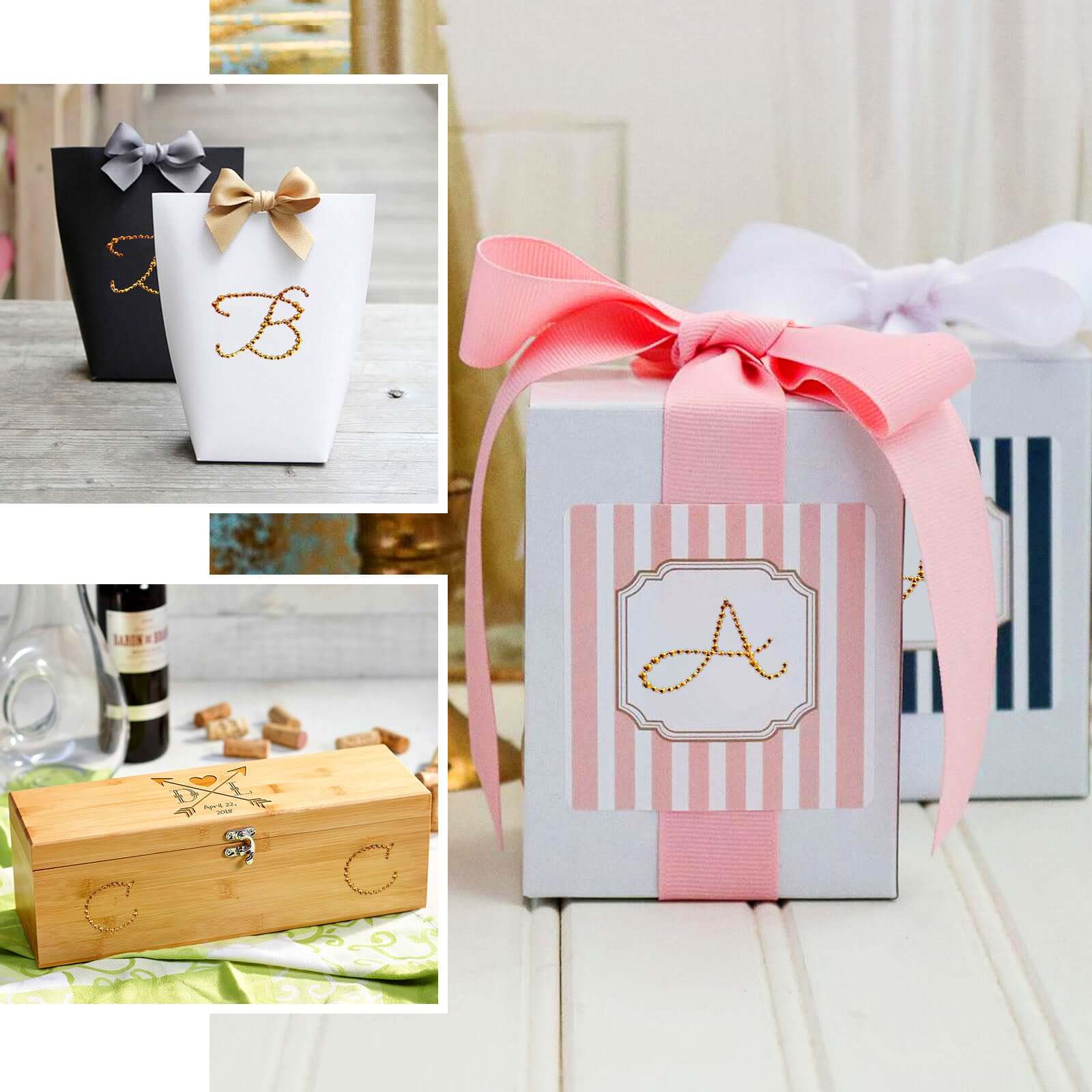 12 Pack 1.5" Gold Rhinestone Monogram Letter Jewel Sticker Self Adhesive DIY Diamond Decor - U