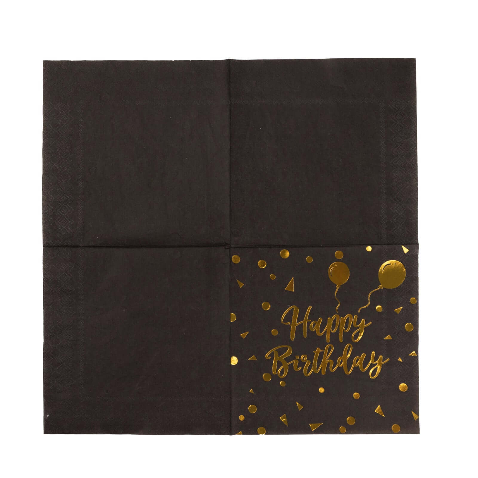 20-Pack Paper Beverage Napkins with Happy Birthday Foil Print Black/Gold - 2 Ply Disposable 18GSM Soft Party Napkins 6.5"x6.5"