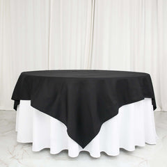 100% Cotton 90"x90" Table Overlay Square Tablecloth Black Linen - Soft & Breathable Fabric Table Topper