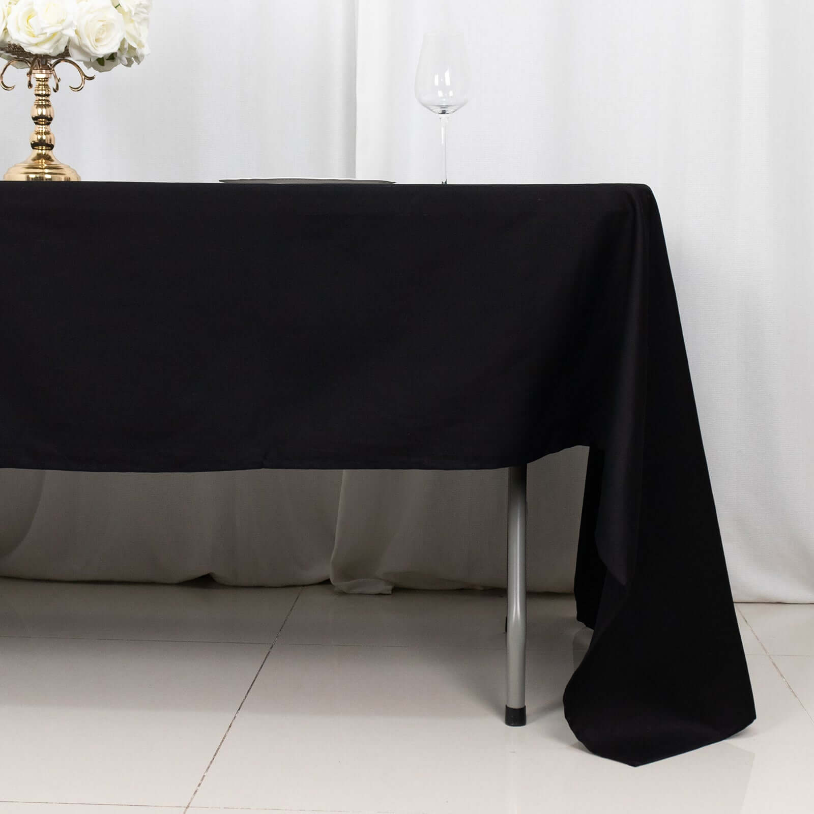 100% Cotton 60"x126" Rectangle Tablecloth Black Linen - Sophisticated, Soft & Breathable Table Cover