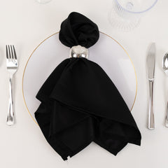 5 Pack Lamour Satin 20"x20" Napkins Black - Exquisite Dinner Napkins with Soft Matte Finish for Weddings & Events