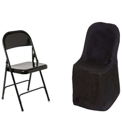 Satin Chair Covers for Folding Chairs Black with Glossy Sheen - Reusable Covers