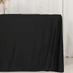 Fitted Polyester 72"x24"x42" Rectangle Tablecloth Black - Secure Fit for Elevated Tables