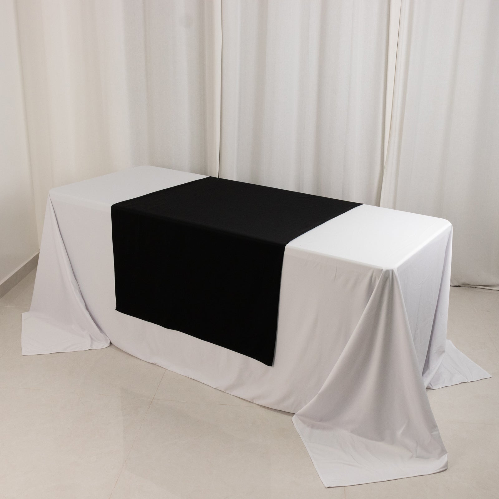 Wide Polyester 36"x72" Table Runner Black - Durable Trade Show Table Linen
