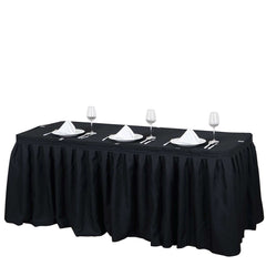 Polyester 21ft Table Skirt Black - Classic Pleated Design