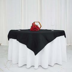 100% Cotton 54"x54" Table Overlay Square Tablecloth Black Linen - Soft & Breathable Fabric Table Topper