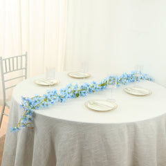 2-Pack Garland String Lights Jasmine Silk Flower Design Blue Warm White - Battery Operated Hanging Décor 6ft