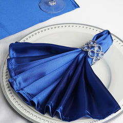 5 Pack Satin 20"x20" Napkins Royal Blue - Luxurious Shine & Smooth Dinner Napkins
