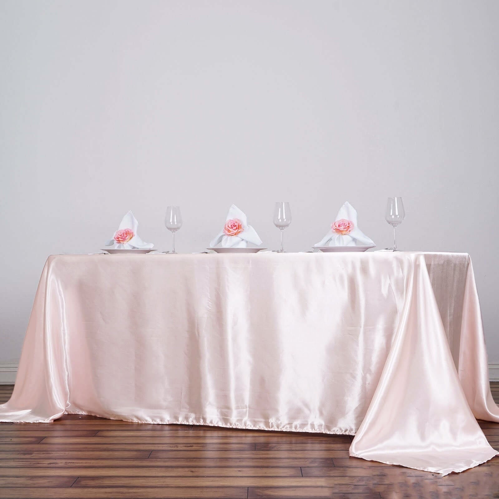 Satin Rectangular 90"x132" Tablecloth Blush - Seamless Table Cover