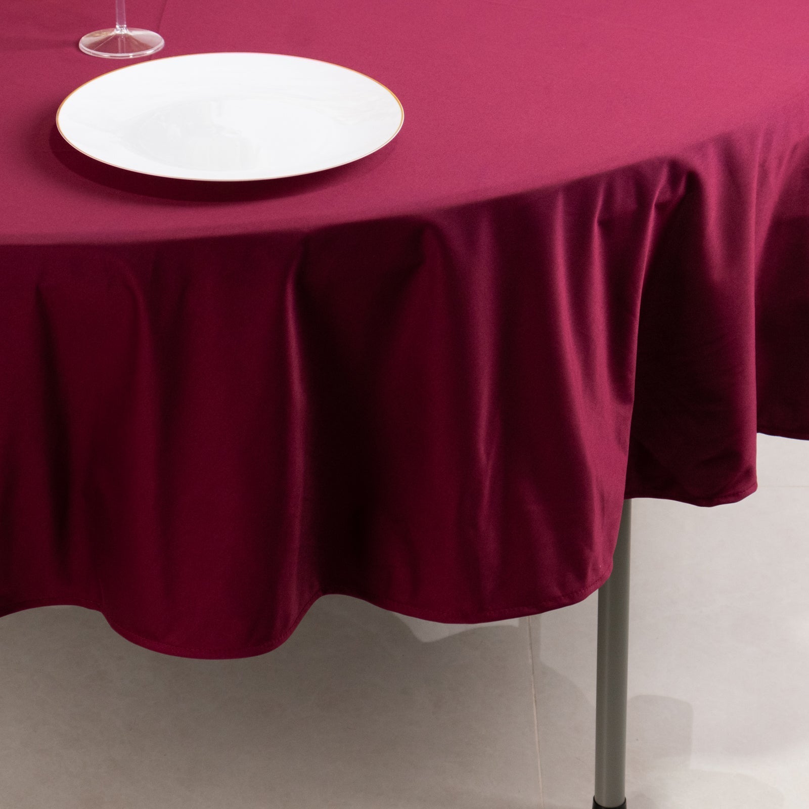 Scuba Round 90" Tablecloth Burgundy - Wrinkle Free & Stain Resistant Table Cover