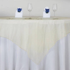 Organza 72"x72" Table Overlay Square Tablecloth Champagne - Sheer Table Cover