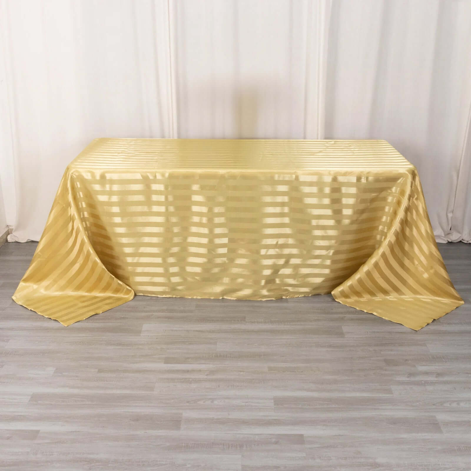 Satin Striped 90"x132" Rectangular Tablecloth Champagne - Seamless Silky Smooth Table Cover