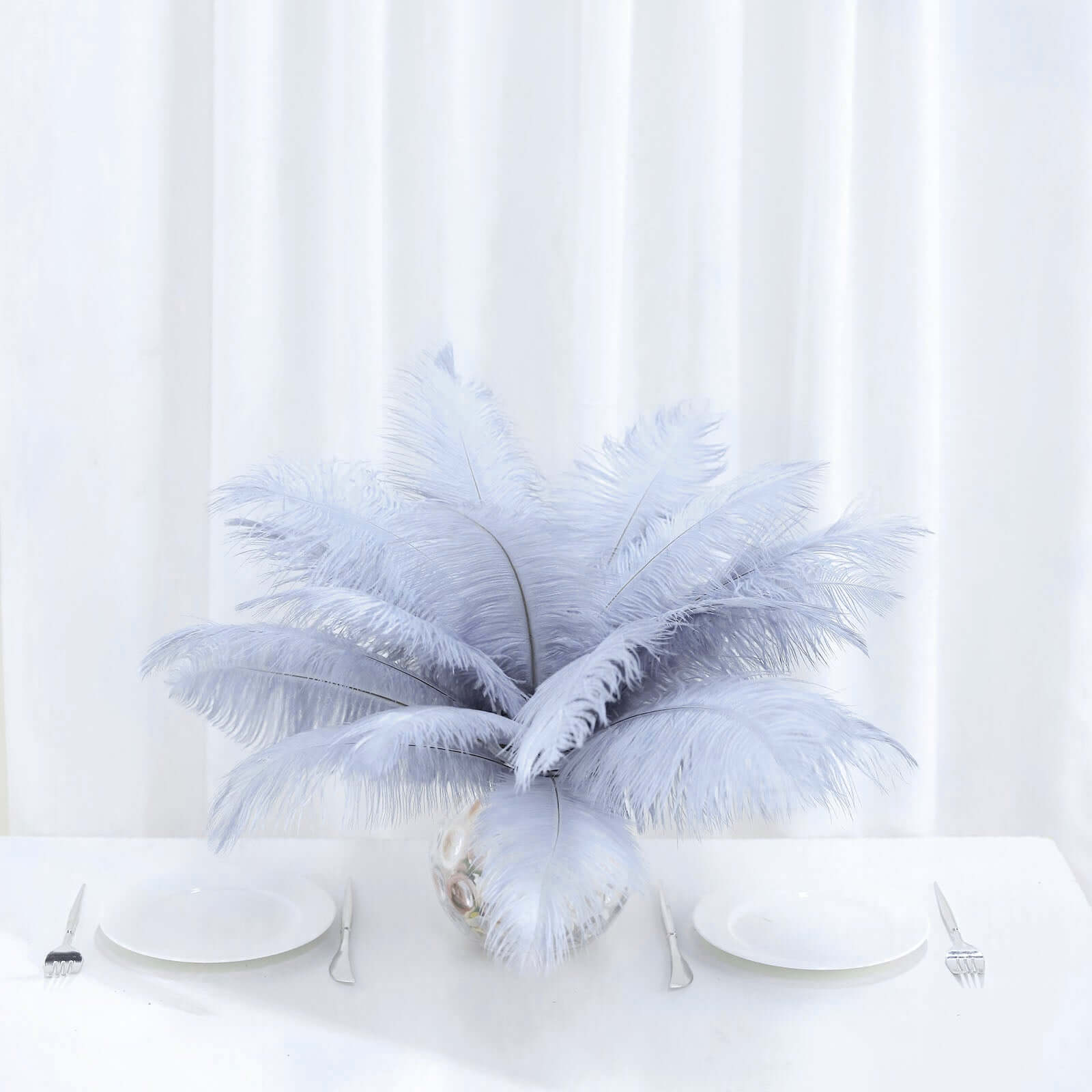 12 Pack 13"-15" Dusty Blue Natural Plume Real Ostrich Feathers, DIY Centerpiece Fillers