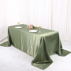 Satin Rectangular 90"x132" Tablecloth Dusty Sage Green - Seamless Table Cover