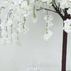 5ft Artificial Cherry Blossom Tree White – Silk Sakura Wishing Tree with Sturdy Metal Base & Realistic Fiberglass Trunk