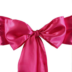 5 Pack Satin Chair Sashes Fuchsia - Durable Chair Bows with Shiny Finish 6"x106"