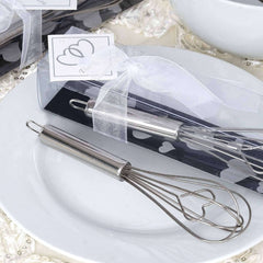 Heart Shaped Stainless Steel Whisk Party Favor With Free Gift Box, Ribbon & Thank You Tag