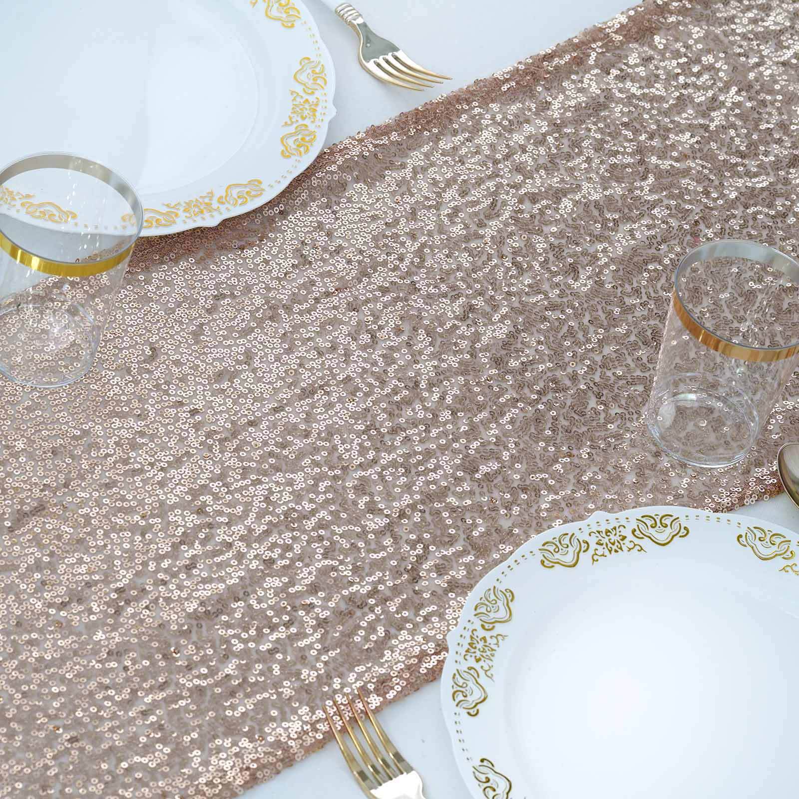 Sequin 12"x108" Table Runner Rose Gold - Glittering Design