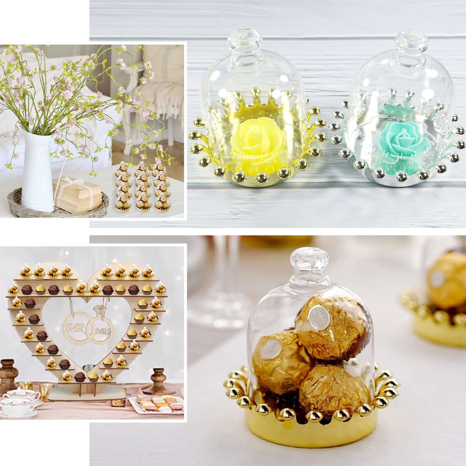 12 Pack 4" Clear Gold Mini Crown Treats Party Favor Boxes, Small Treats Jar Party Favor Boxes With Dome Lid