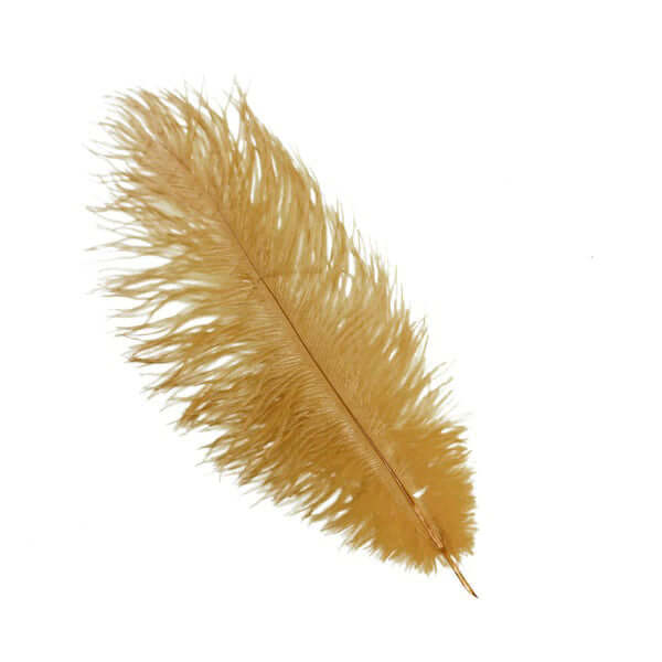 12 Pack 13"-15" Gold Natural Plume Real Ostrich Feathers, DIY Centerpiece Fillers