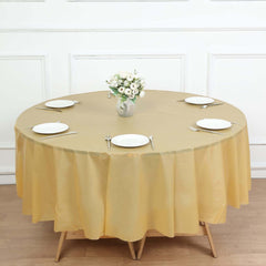 5-Pack Plastic Table Covers Gold Round - Durable PVC Disposable Tablecloths for Events 84"