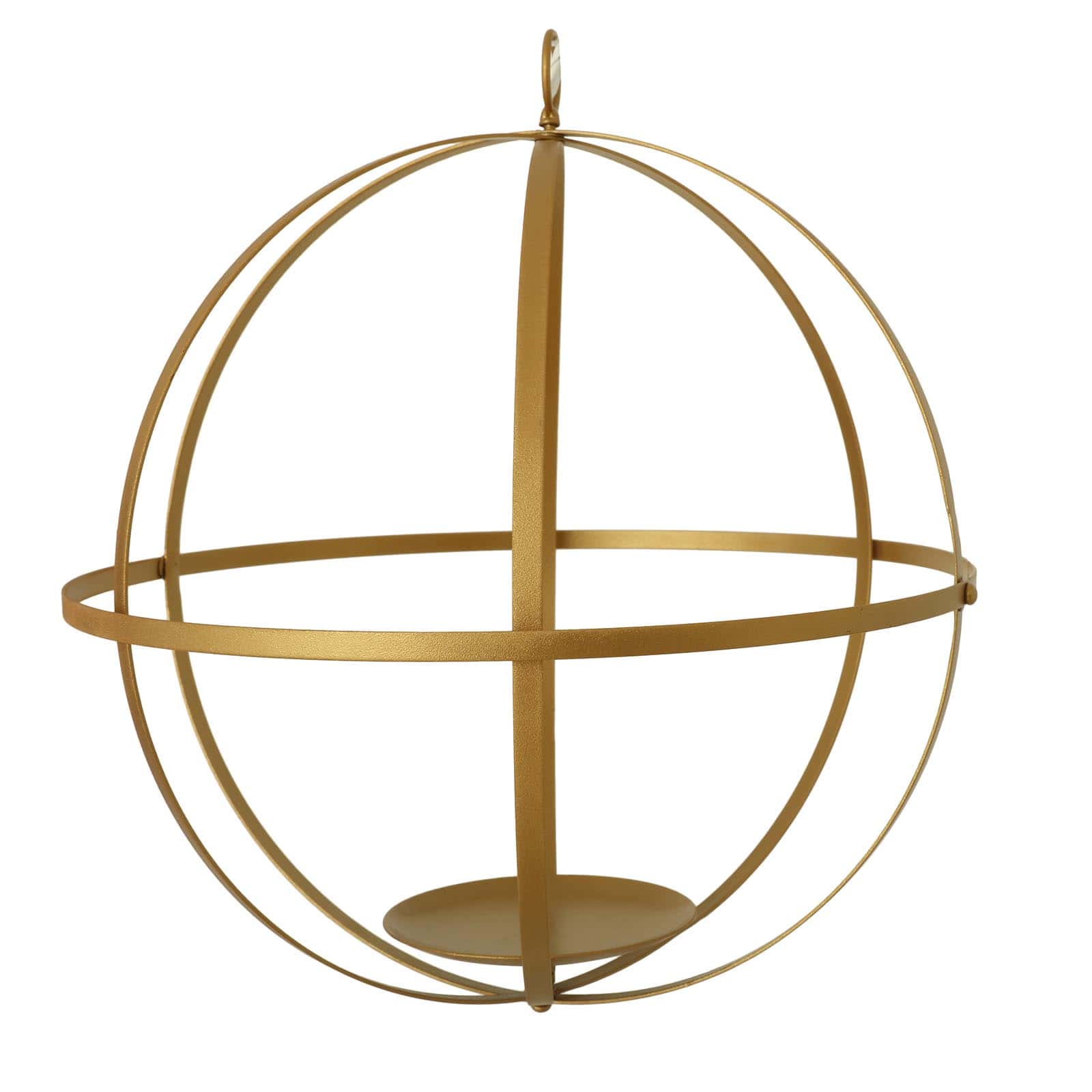 Hanging Sphere Candle Holder Gold Wrought Iron Wedding Decorative Ball - Centerpiece 18"