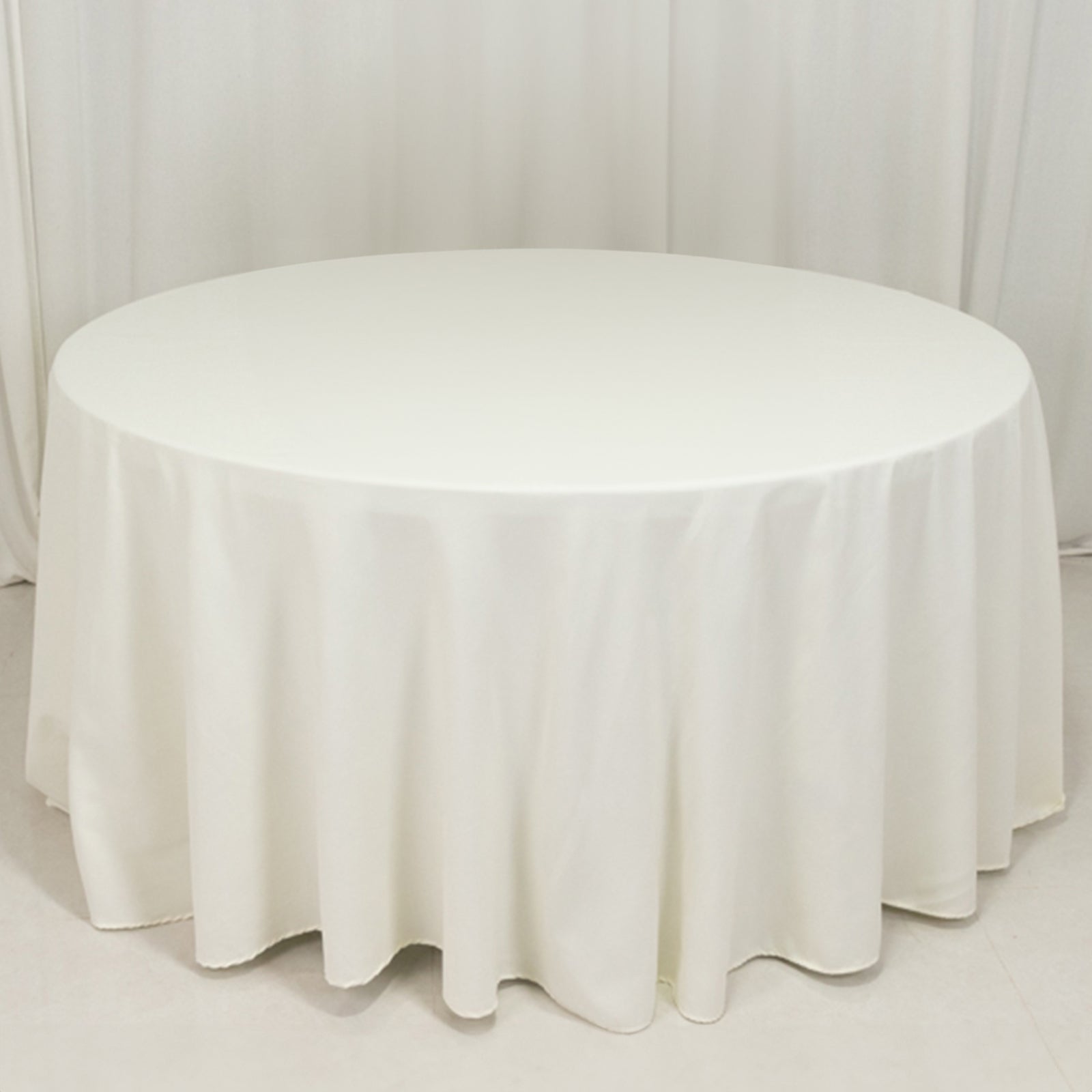 Cotton Blend 120" Round Tablecloth Ivory - Seamless Wrinkle-Resistant Table Cover