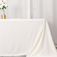 Scuba Rectangular 90"x156" Tablecloth Ivory - Wrinkle Free, Stain Resistant & Seamless Table Cover
