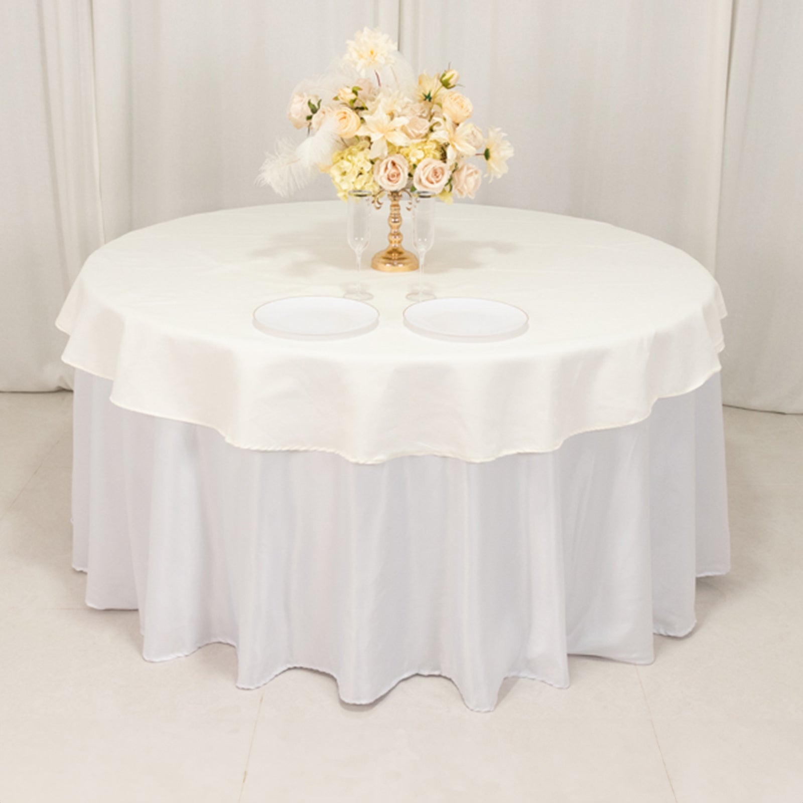 Cotton Blend 70" Round Tablecloth Ivory - Wrinkle-Resistant Table Cover